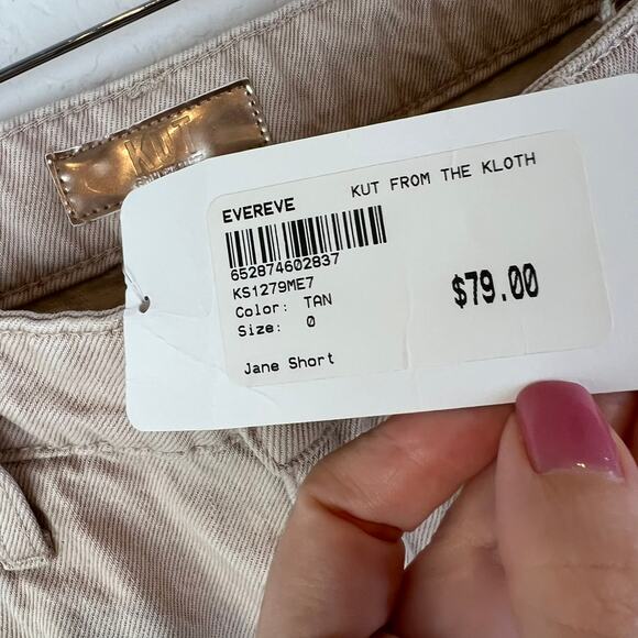 NEW KUT From The Kloth Jane High Rise Jean Shorts size 0 Beige Denim Frayed Hem - Picture 5 of 7